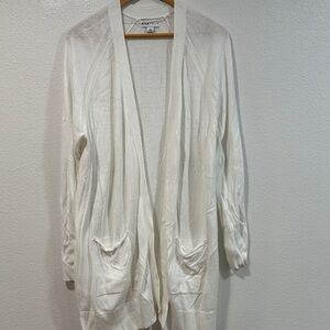 Ava & Viv White Open-Front Cardigan
